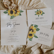 Sunflower Baby Shower Invitation Set of 3