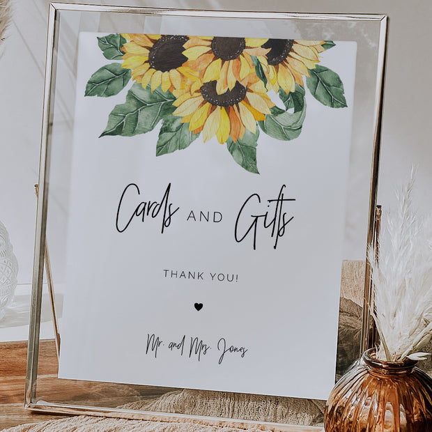 Sunflower Wedding Cards & Gifts Sign