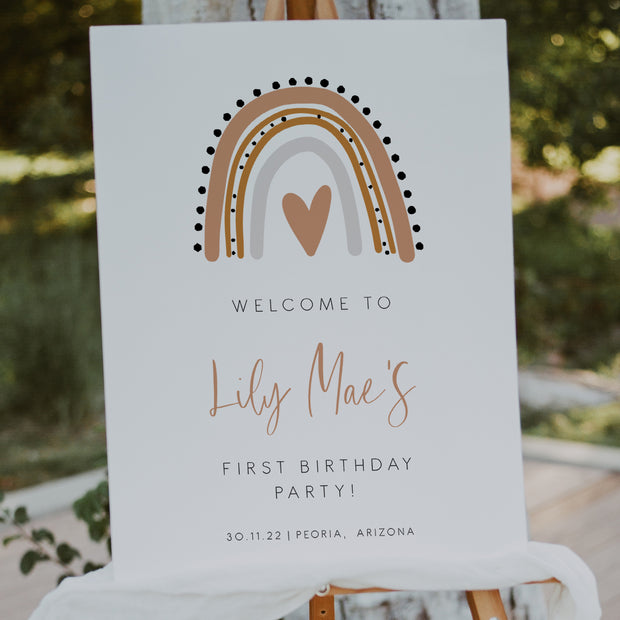 Rainbow First Birthday Welcome Sign