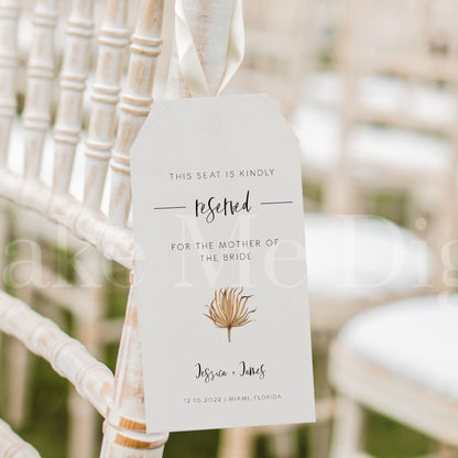 Rustic Palm Leaf Reserved Seat Tag