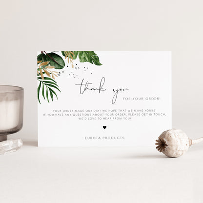 Tropical & Gold Thank You For Your Purchase Card