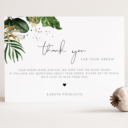 Tropical & Gold Thank You For Your Purchase Card