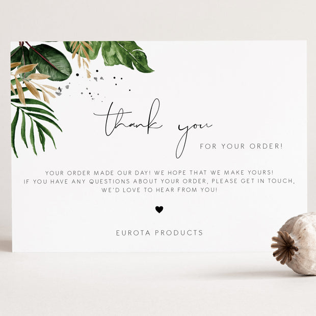 Tropical & Gold Thank You For Your Purchase Card