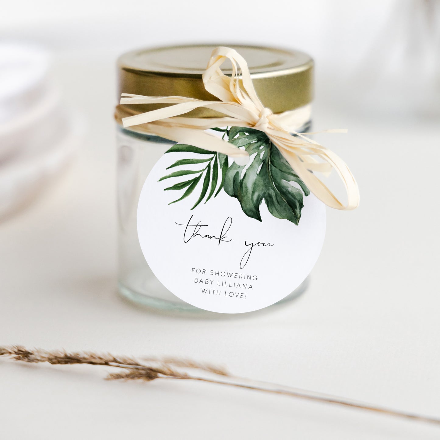 Tropical & Gold Baby Shower Thank You Tag