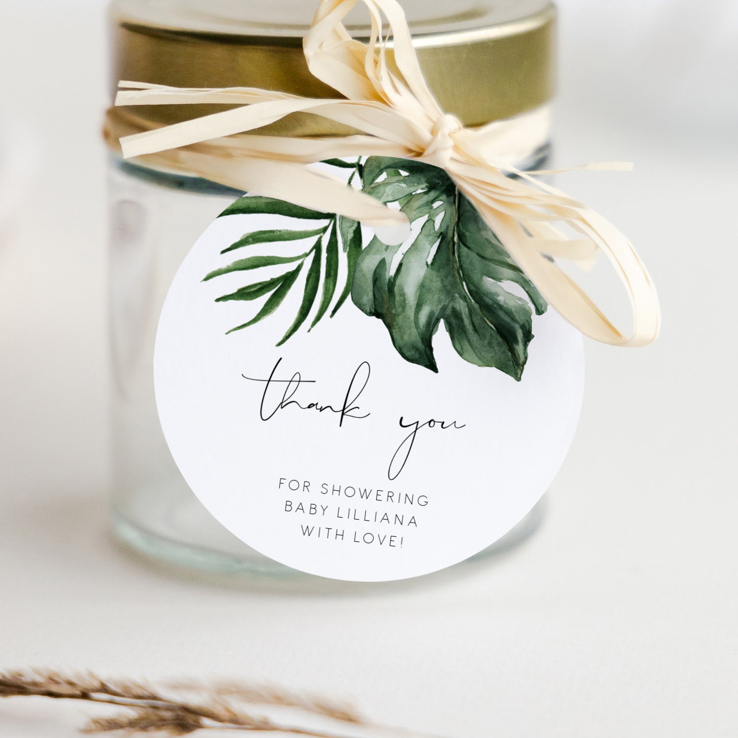 Tropical & Gold Baby Shower Thank You Tag