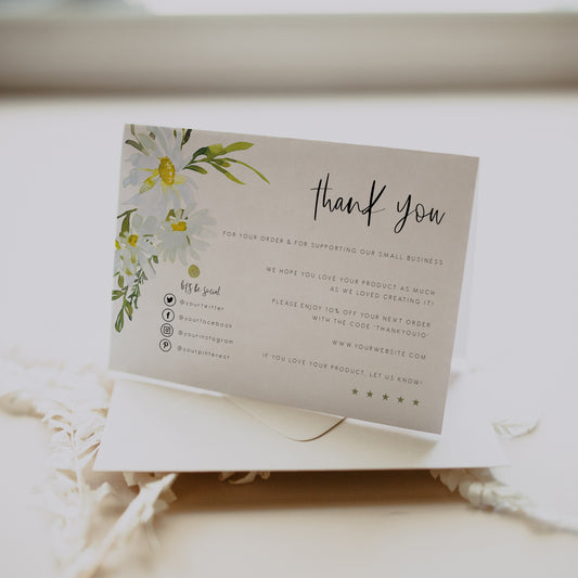 Delicate Daisy Small Business Thank You Card