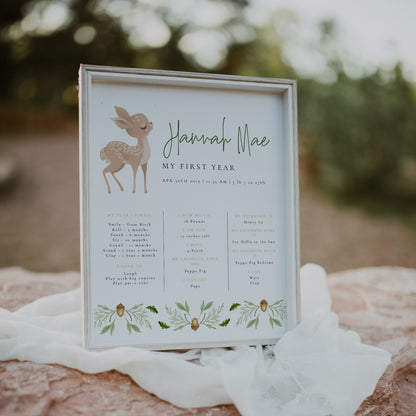 Woodland Deer My First Year Sign Keepsake