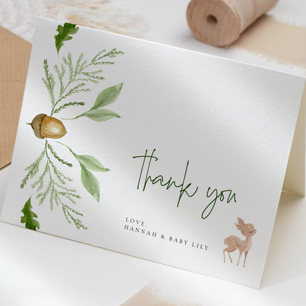 Woodland Deer Baby Shower Thank You card